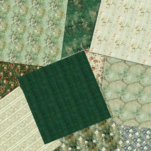 Vintage Green Scrapbooking Paper Pad - 6 Inch 24 Sheets Flowers Aesthetic Patterns for Photos Album Journals Decorative Collage Card Making Wedding DIY Crafts Gifts Wrapping Material