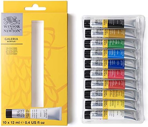 Winsor & Newton Galeria Acrylic Paint, 10 x 12ml (0.4--oz) Tube Paint Set