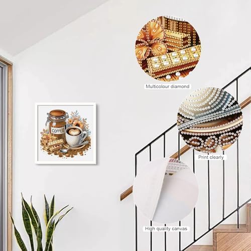 AiYuanzsh 5D Special Shape Diamond Art Kits for Beginners, Diamond Art Painting Kits for Adults, Crystal Rhinestones Diamond Art Painting for Home Wall Decoration Gift 12×12 inch, Coffee