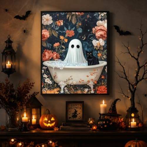 Ghost Paint by Numbers Kit for Adults Beginner with Framed 10x12 Inch