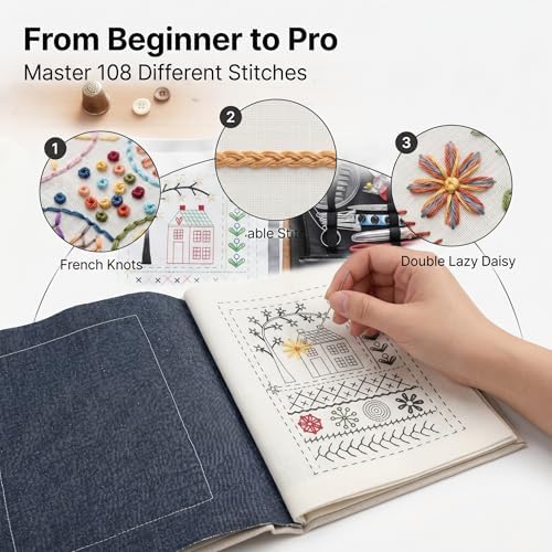 Embroidery Stitch Book Kit, Embroidery for Beginners, Stitching Kits