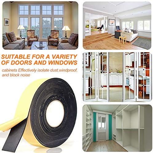 Foam Insulation Tape Adhesive High Density, Seal, Doors, Weatherstrip, Waterproof, Plumbing, HVAC, Windows, Pipes, Cooling, Air Conditioning, Weather Stripping, Craft Tape (33 Ft x 1/8" x 1")