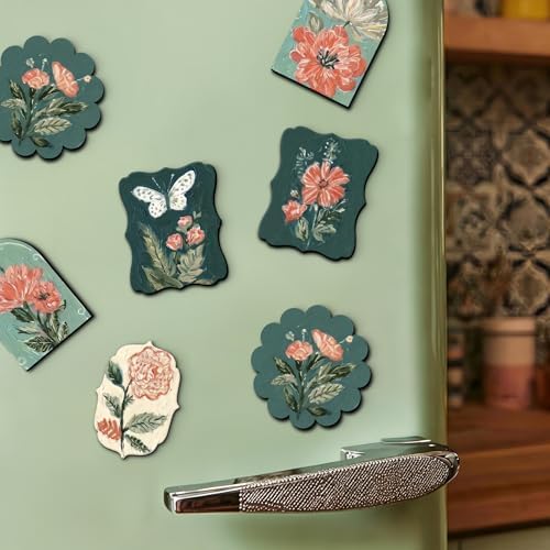 AUREUO Retro Magnetic Mini Canvas Boards for Painting - 2.5 Inch 24 Pack Shaped Small Canvases for Crafts Tiny Painting Canvas Panel for Acrylic Paint & Markers Art Gift