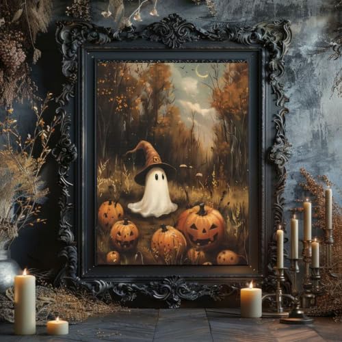Spooky Paint by Numbers for Adults, Halloween Paint by Number on Canvas