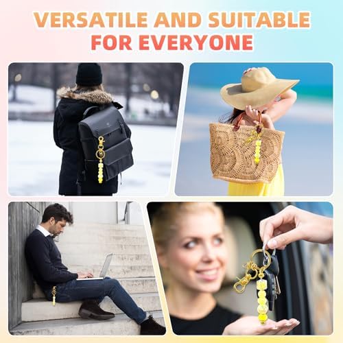 24 Pcs Beadable Keychains Bars bulk - 12 Gold DIY Metal Beaded Keychain Making Kit + 12 Bags Included, Bead Keychain Supplies,Blank Key Chain, Perfect for Women, Men, Mother's Day, Birthday Gift