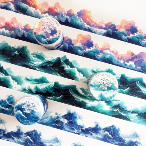 PET Tape Stickers for Scrapbooking Supplies, Wave Journal Stickers for DIY