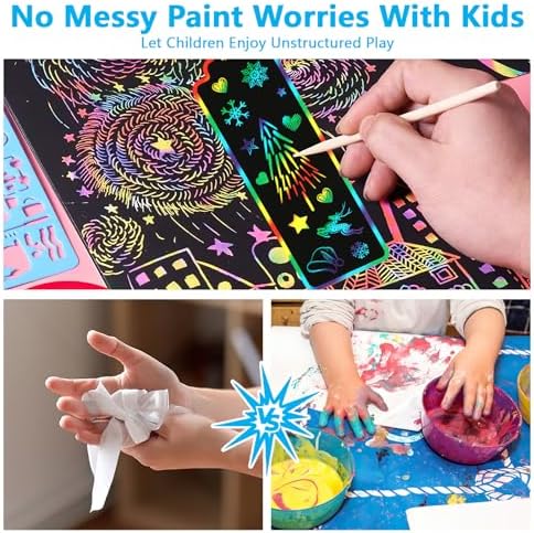 PEASUG Scratch Art for Kids, 40 Sets in 5 Styles Scratch Art Bookmarks