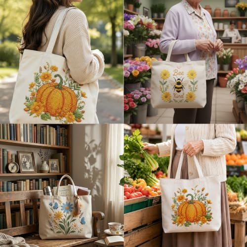 ARTopet Embroidery Tote Bag Kit for Beginners Flower Canvas Cross Stitch Handbag with Hoops Needles Threads Reusable Grocery Bag for Women-Bird
