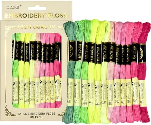 Premium Rainbow Color Embroidery Floss - Cross Stitch Threads - Friendship Bracelets Floss - Crafts Floss - 12 Skeins Per Pack Embroidery Floss,Rainbow Warm-Tone Mixed Color