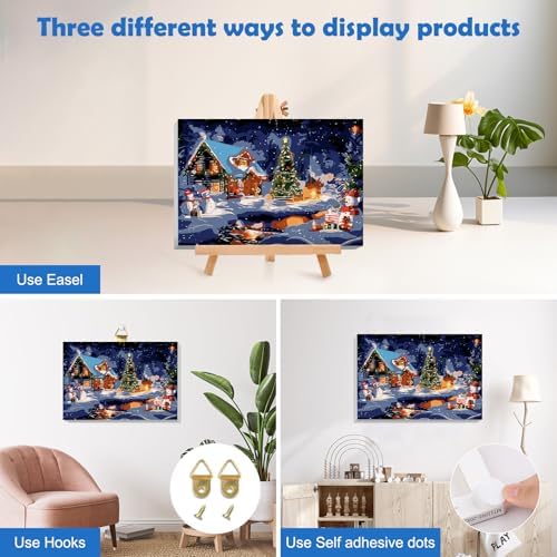 MOGTAA Christmas Paint by Numbers Kit for Adults Beginners with Frame, Winter Adult Paint by Number Kits on Canvas with Easel, Easy DIY Snowman Oil Painting Kits for Home Decor, 8x12in