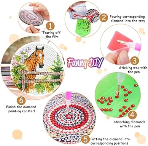 Zythron 8 Pack Horse Diamond Art Coasters,Diamond Painting Coasters Kits