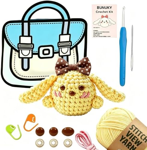 BUNUKY Crochet Kit for Complete Beginners - DIY Starter Kit to Make a Cute Puppy | Step-by-Step Video Tutorials for Easy Learning | Creative Craft Gift for Christmas, Adults, Teens (Butter Bunny)