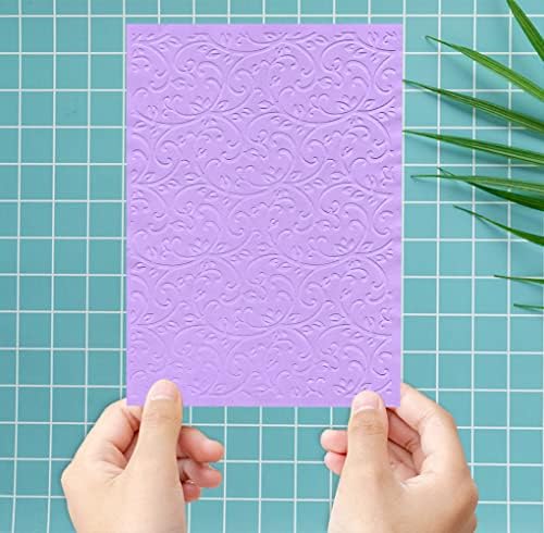 ALIBBON Lace Leaves Background Plastic Embossing Folders for Card Making, Vine Background Embossing Folders for DIY Scrapbooking, Flower Frame Folders for Paper Craft Photo Album Decorations