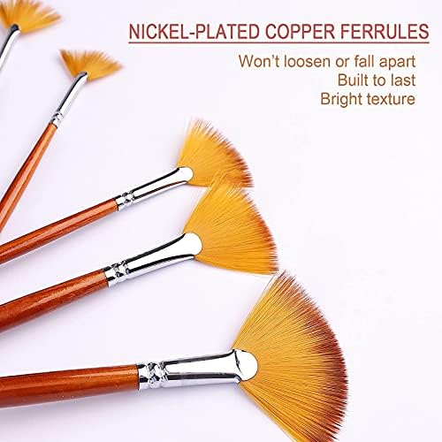 Fan Paint Brush Set, 9PCS Nylon Fan Brushes for Acrylic, Oil & Watercolor