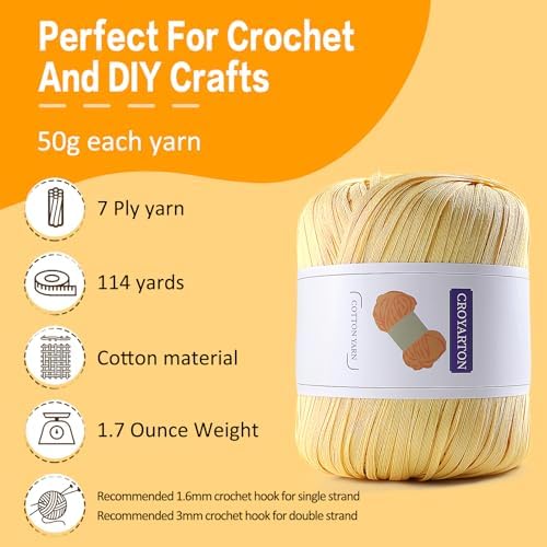Raffia Ribbon Yarn for Crochet, Red Cotton Yarn for Crocheting Beach Hat