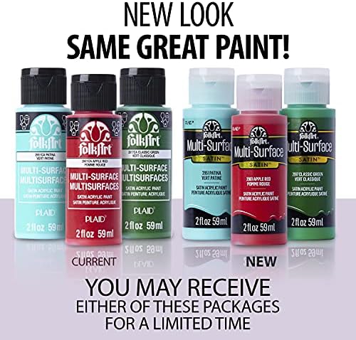 FolkArt PROMO830 Multi Satin Finish Acrylic Craft Paint Set Designed for Beginners and Artists, Non-Toxic Formula That Works on All Surfaces, 2 oz, 2 Fl Oz (Pack of 12), Colors may vary, 24