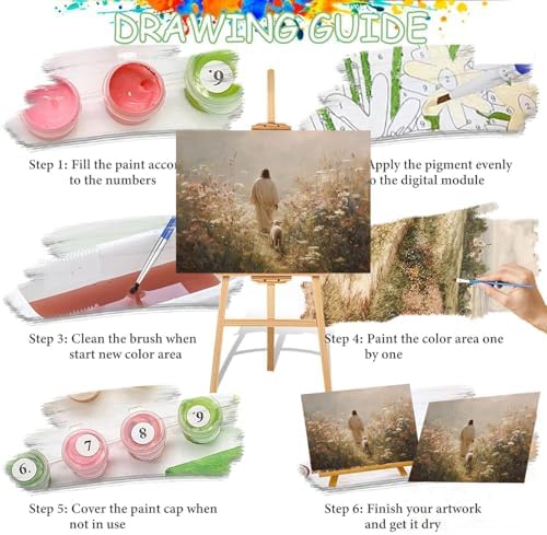 Jesus Paint by Numbers Kit for Adults Framed Canvas 12X16 in, Frameworkless
