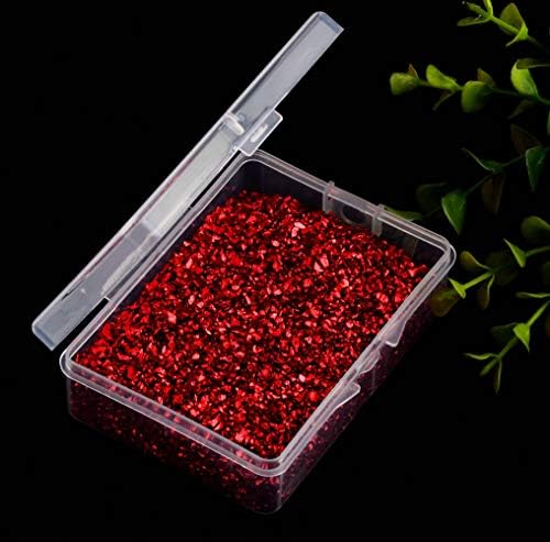 Crushed Glass Irregular Metallic Chips Sprinkles Chunky Glitter Red 100g 2-4mm for Nail Arts Craft DIY Vase Filler Epoxy Resin Mold Scrapbooking Jewelry Making Decoration (Red, 2-4mm)