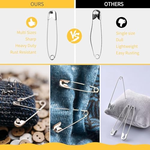 XKDOUS 2.2 Inch Large Safety Pins 200 Pcs Silver Pins Bulk