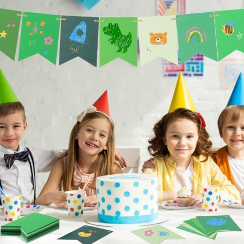 MixTeach 120 pcs Paper Banner Flags Cutouts Green Color Swallowtail Banner