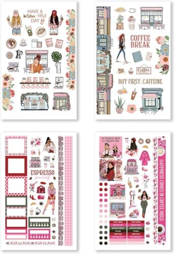 Hobonichi Compatible A5 Planner Sticker Book – Coffee Queen Collection Coffee-Themed Decorative & Functional Stickers for Cousin & Weeks Size Planners, Journals & Creative Planning