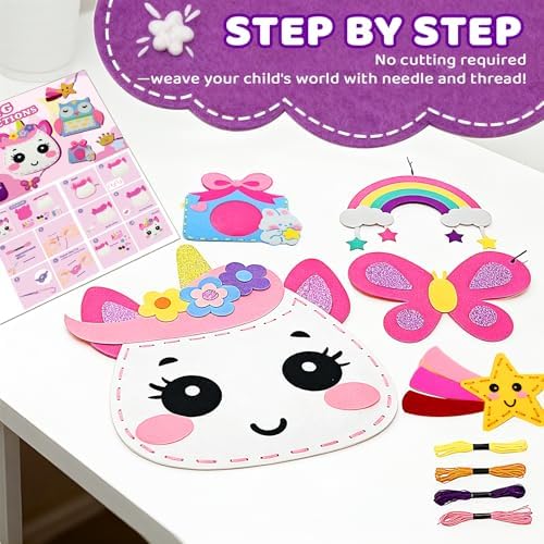 powerful xishan Unicorn Sewing Kit for Kids Ages 4-8| 9 Beginner Projects