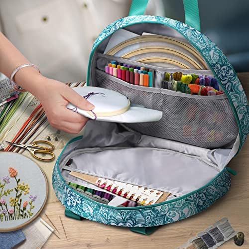 FINPAC Embroidery Project Bag, Embroidery Kits Storage Carrying Tote Bag