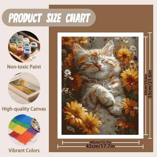 XTCIXAL Paint by Numbers Kit for Adults Cat, 16X20 Inch