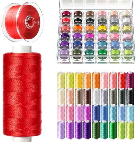 72Pcs Professional Sewing Thread Kit 36 Colors, [Max Strength & Low Lint] All Purpose Sewing Thread with Prewound Bobbins, Polyester Sewing Machine Thread for Sewing Quilting Repair (400 Yards/Spool)