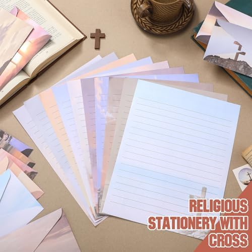 TaoBary 160 Pcs Religious Letter Cross Stationery Paper and Envelopes Set