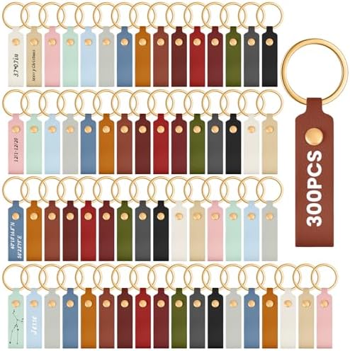 Wavyknot 300 Pcs Leather Keychain Blanks, 3.7 x 0.7 Inches, Vibrant