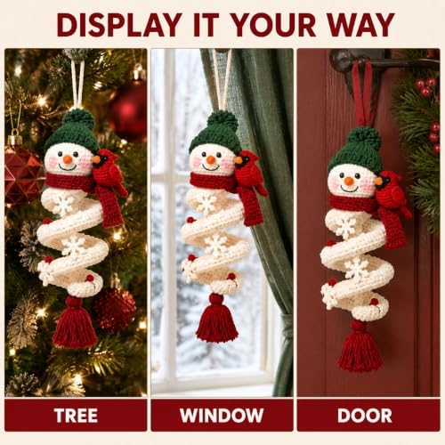 Crochet Snowman Spiral Ornament DIY Kit, Christmas Craft for Adults