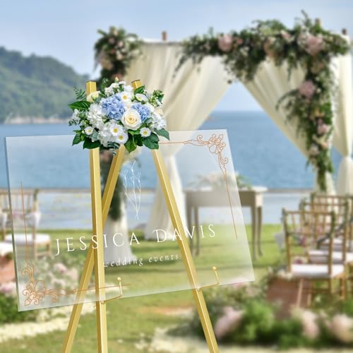 GRENTY 2 Pack Gold Easel Stand for Wedding Signs – No Assembly Needed, Heavy Duty Metal Display Stand for Art, Welcome Signs, Posters, Pictures, Paintings, and Floor Décor