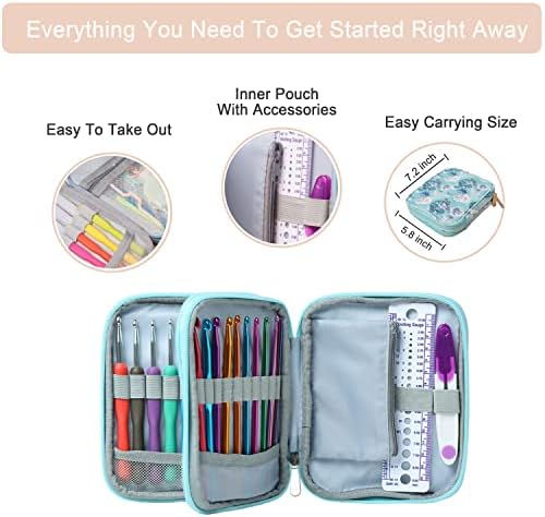 SHAXANO Crochet Hooks Kit with Case, 86-Piece, Ergonomic Crochet Needles Weave Yarn Kits DIY Hand Knitting Art Tools for Beginners and Experienced Crochet Lovers