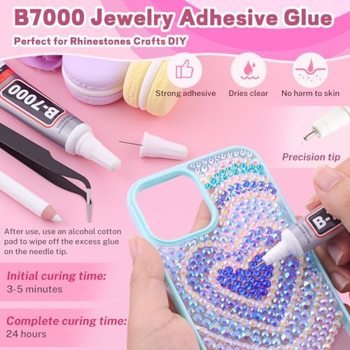 20000Pcs Blue Rhinestones for Bedazzling with B7000 Jewelry Glue, Resin Rhinestones for Crafting Crafts DIY, Bedazzler Kit Gems for Clothing Shoes Tumblers Fabric Nail Art Assorted Size 3/4/5/6mm