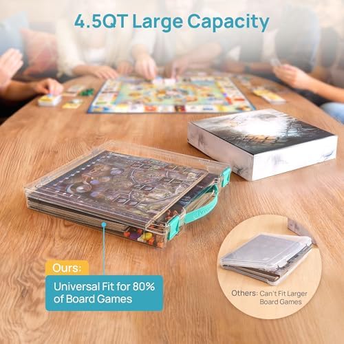 Vtopmart 6 Pack Board Game Storage with Handle and Snap-Tight Latch Lid