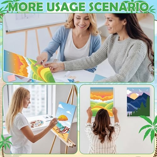 Blosssound 10 Set Pre Printed Canvas Pre Drawn Canvas Painting with Easel Kits 5" x 7" Outline Painting Panels for Beginners, DIY Craft Project, Home Decors(Summer)
