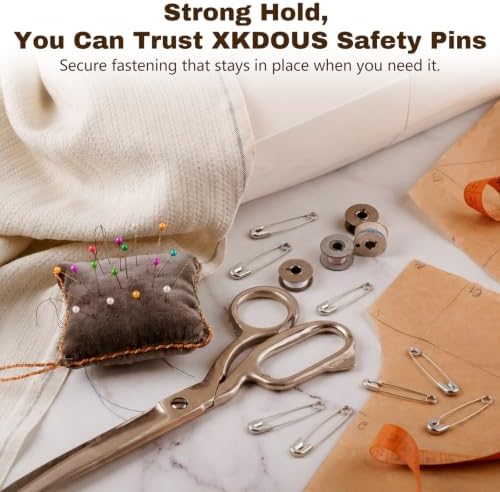 XKDOUS 380 Pack Safety Pins Assorted Sizes, Heavy Duty Pins for Clothes