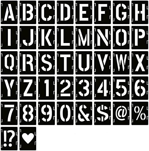 YEAJON 3 Inch Letter Stencils Symbol Numbers Craft Stencils, 42 Pcs Reusable Alphabet Templates Interlocking Stencil Kit for Painting on Wood, Wall, Fabric, Rock, Chalkboard, Sign, DIY Art Projects
