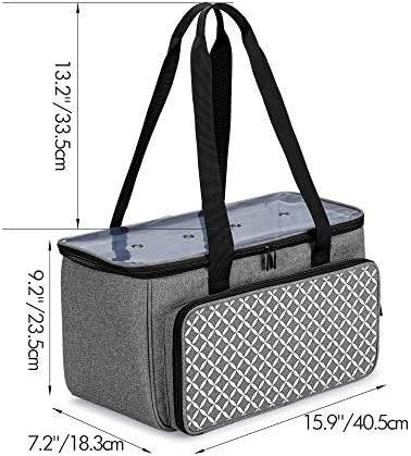Yarwo Crochet Bag Knitting Organizer, Yarn Storage Tote with Multi-Pockets