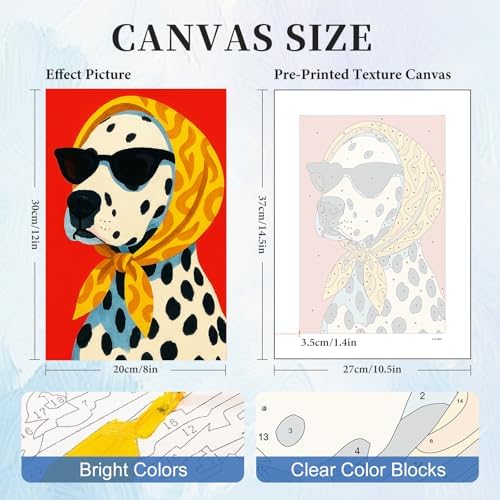 6 Pack Paint by Numbers Kit for Adults, Funny Dog Painting, 8x12 Inch | DIY Adult Paint by Number Kits on Canvas for Beginners, without Frame, Funny Pet Home Wall Decor, Stress Relief Craft Gift