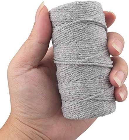 jijAcraft Gray Twine String, 328 Feet Soft Cotton Butcher Twine String for Gift Wrapping, DIY Crafts, Cooking, Home Decoration String, Art Gardening, Package