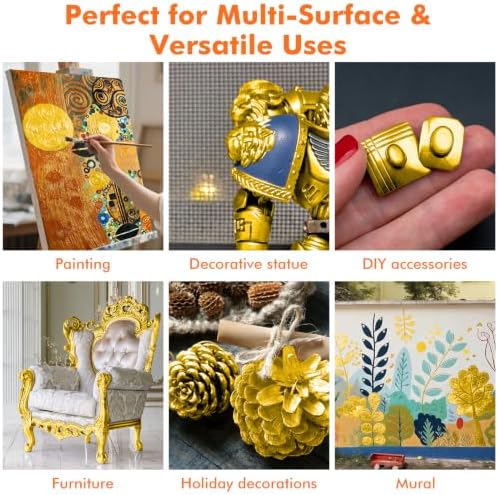 GOTIDEAL Gold Leaf Paint, 8.45oz/250ml, Metallic Gold Acrylic Paint