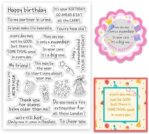 ORIGACH Snarky Birthday Sentiments Clear Stamps for Card Making
