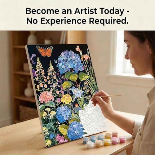 Amphol Paint by Numbers Kit for Adults - 16”x20” Bloom Garden DIY Paint by Numbers Kit for Beginners, Oil Flowers Painting Kit on Canvas Art for Home Wall Decor, Stress Relief with Acrylic Paint