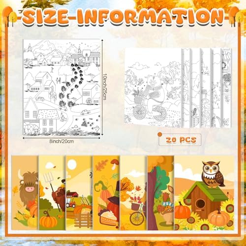 Sherr 20 Pcs Autumn Pre Drawn Canvas for Painting for Adults