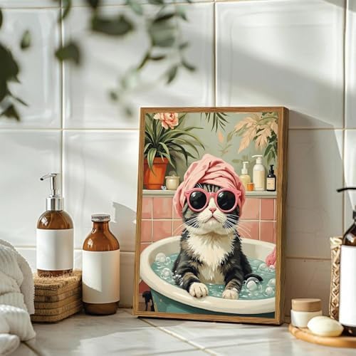 Cat Diamond Art Kits for Adults Round Diamond Painting 12x16 Inch
