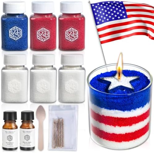 DIY Patriotic American Flag Pearled Candle, Sand Wax Candle Making Kit