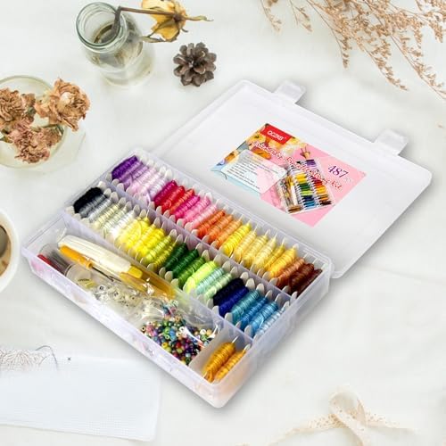 400+Pcs Friendship Bracelet String Kit String Bracelet Making Kit with 50 Skeins Embroidery Floss Cross Stitch Thread, 400Pcs Friendship Bracelet Beads, 37Pcs Embroidery Tools and Storage Box