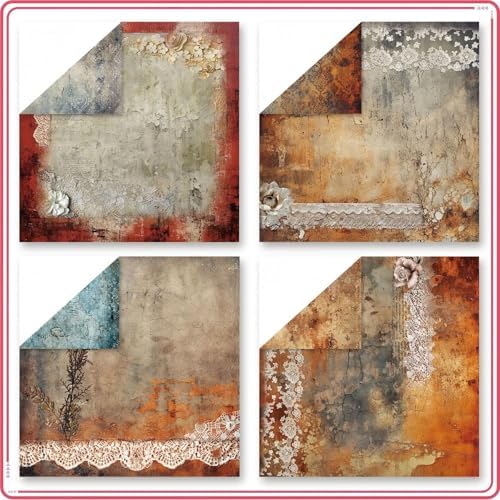 Vintage Scrapbook Paper 12 ×12 - 24Sheets Double-Sided Pattern Decorative Paper | Scrapbook Supplies & Card Making Supplies for DIY Crafts Art Journaling Photo Album Decor (Brown)